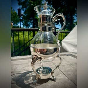 Vintage Raimond Silver Plated Glass Coffee Tea Carafe With Warmer Stand